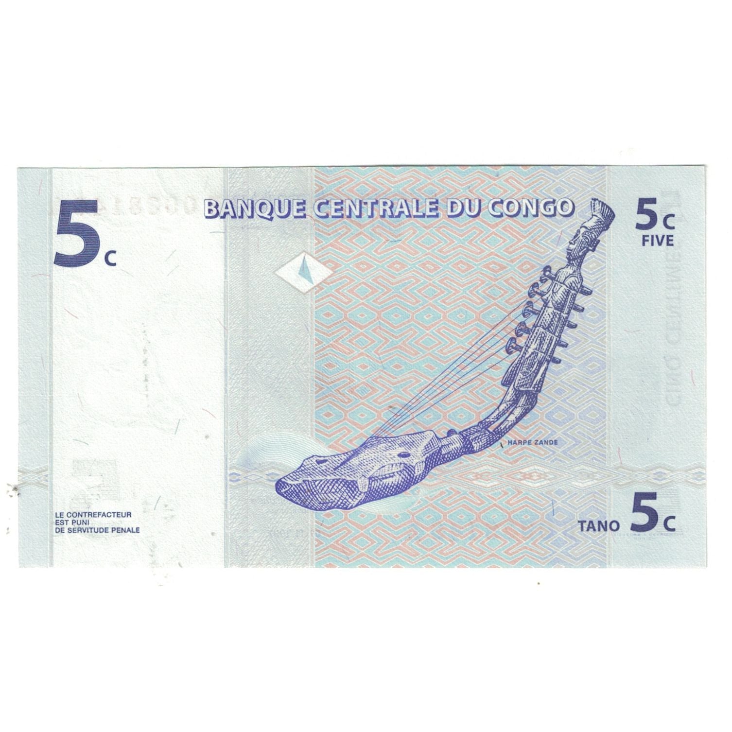 Geldschein, Congo Democratic Republic, 5 Centimes, 1997, 1997-11-01, KM:81a, UNZ