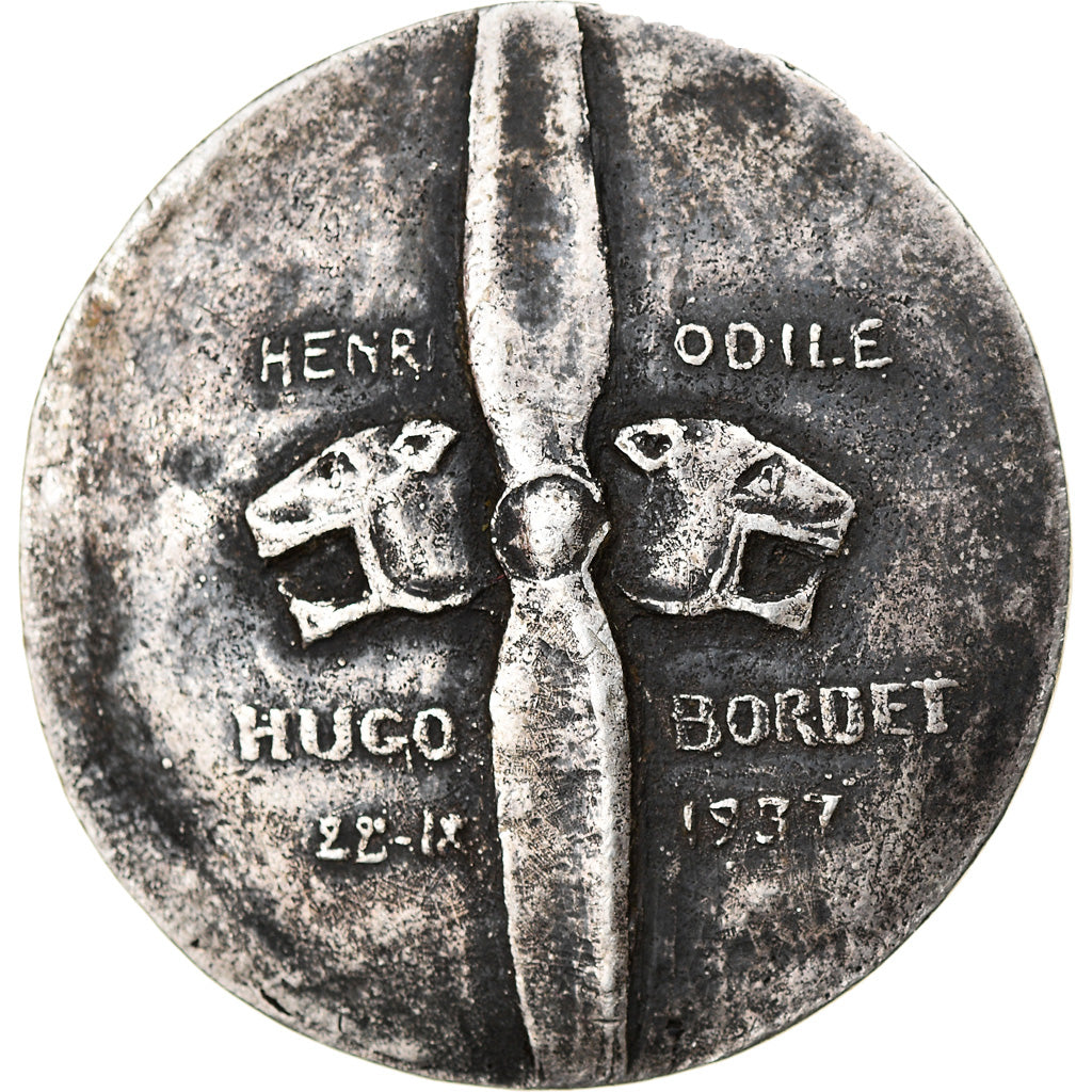 Frankrijk, Medaille, Aviation, Henri Odile, Hugo Bordet, 1937, ZF+, Zilver