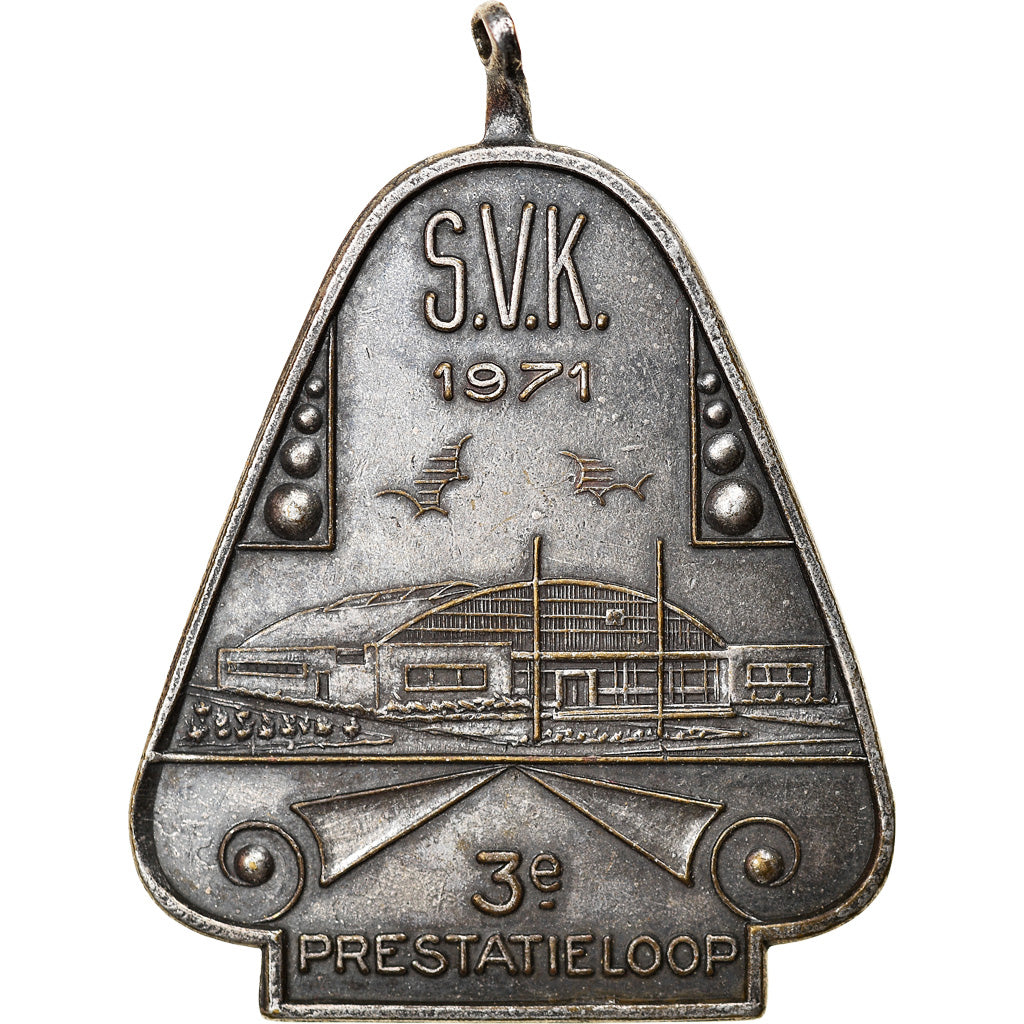 Nederland, Medaille, S.V.K, 3e Prestatieloop, Aviation, 1971, ZF+, Silvered