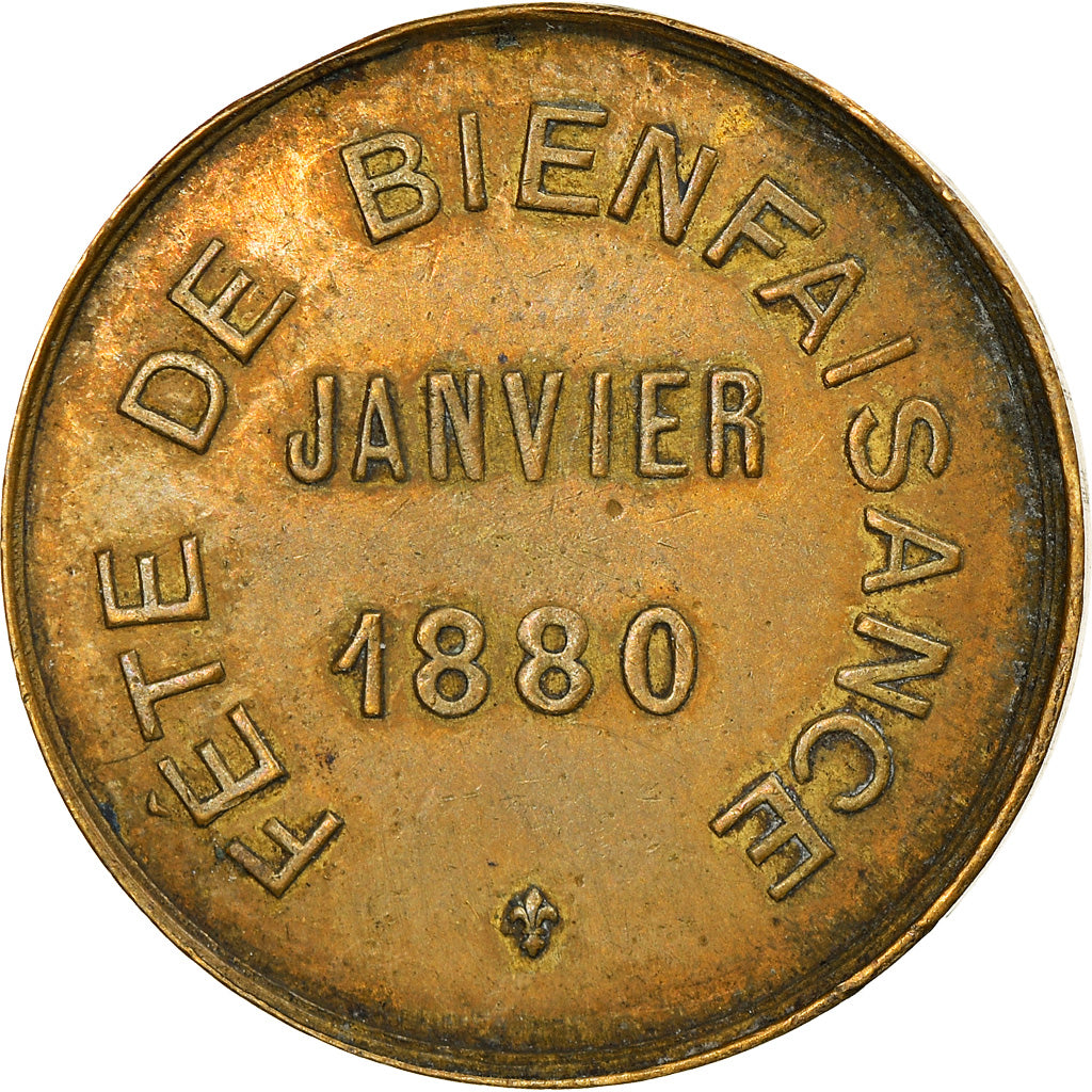 France, Token, Fête de Bienfaisance, 1880, AU(50-53), Copper