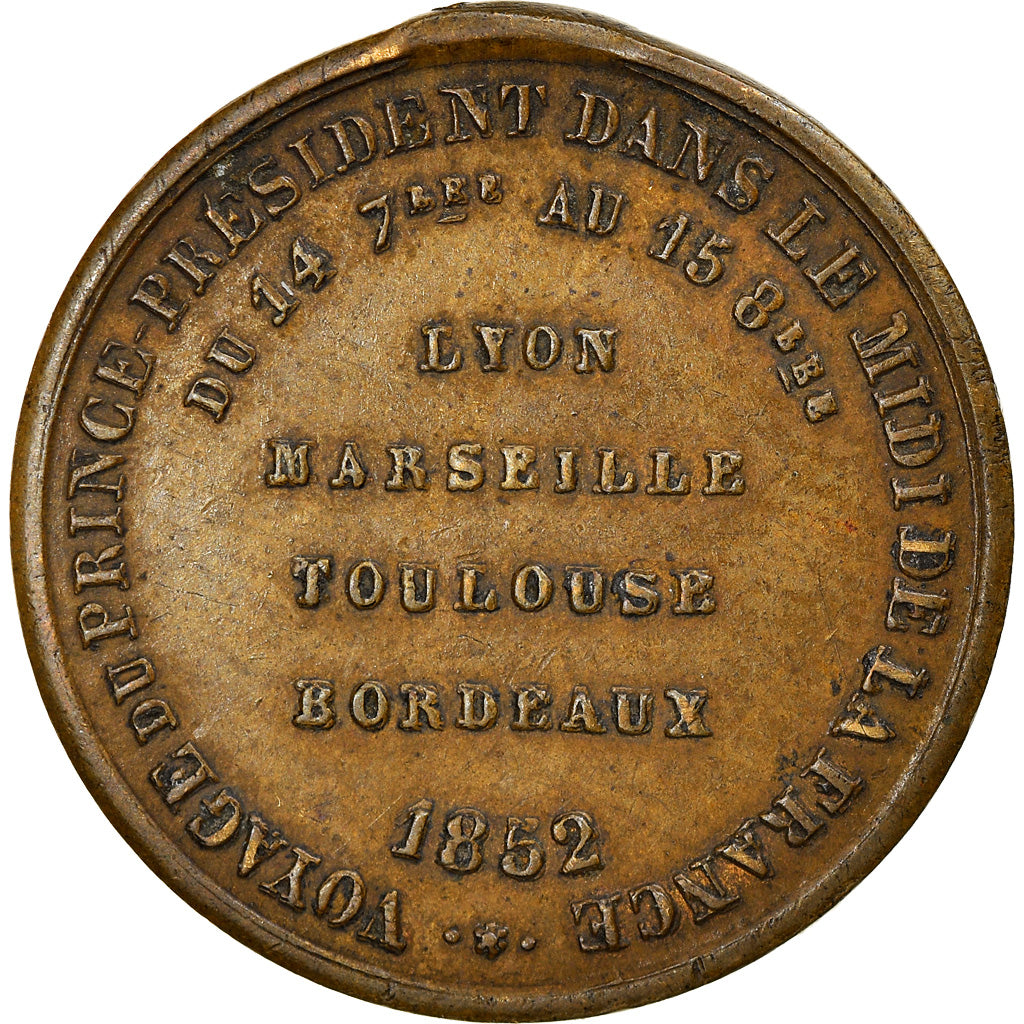 France, Jeton, Voyage de louis-Napoléon Bonaparte dans le Midi, History, 1852