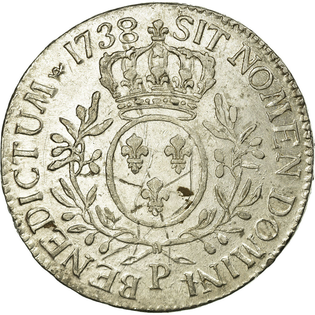 Coin, France, Louis XV, Écu aux branches d'olivier, Ecu, 1738, Dijon