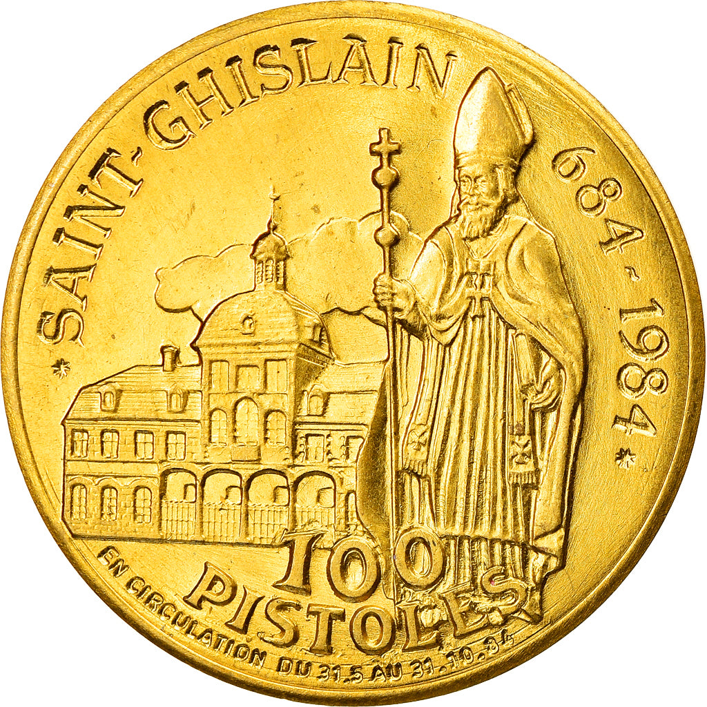 France, Token, Saint Ghislain, 100 Pistoles, Religions & beliefs, 1984, MS(63)