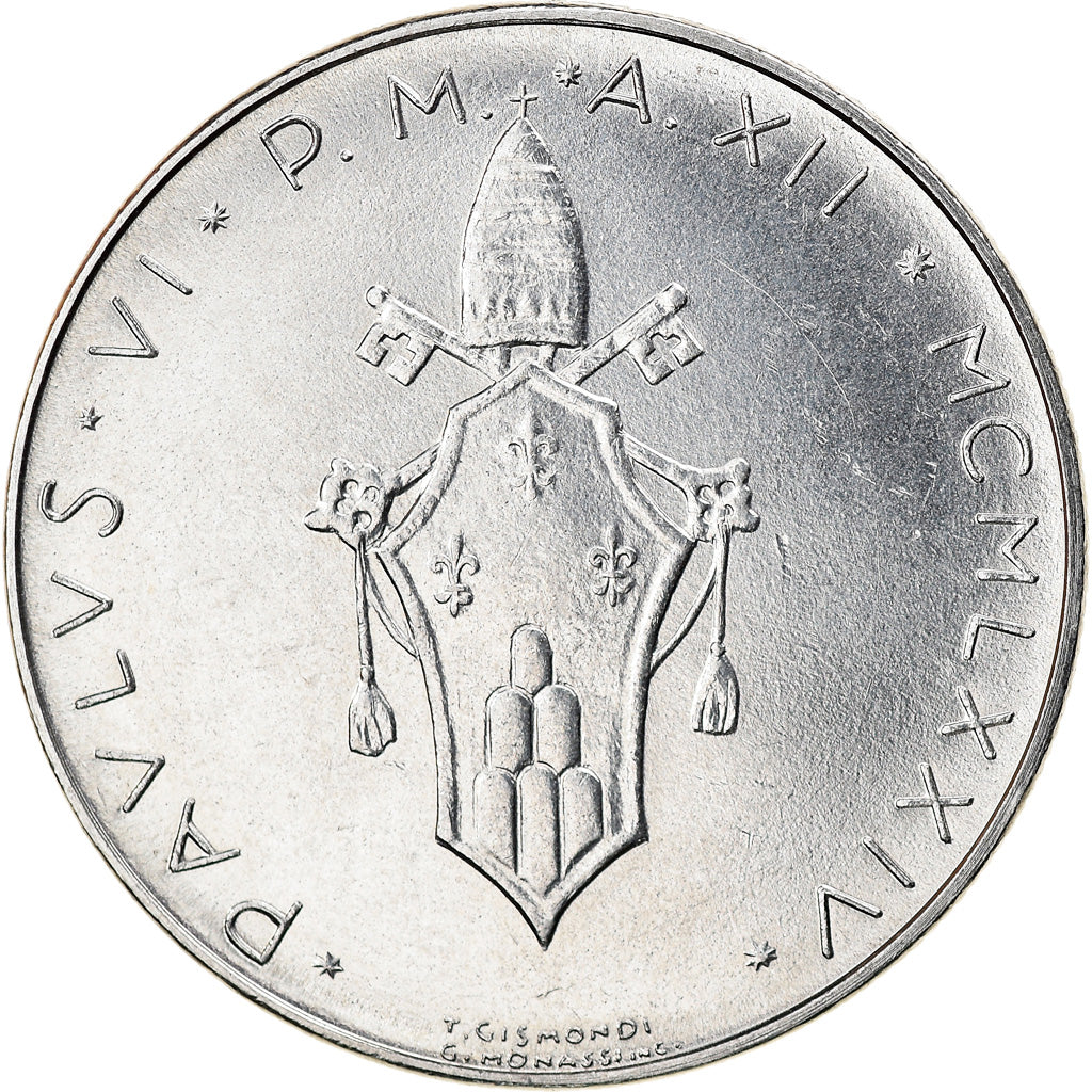 Munten, Vaticaanstad, Paul VI, 100 Lire, 1974, Roma, UNC, Stainless Steel