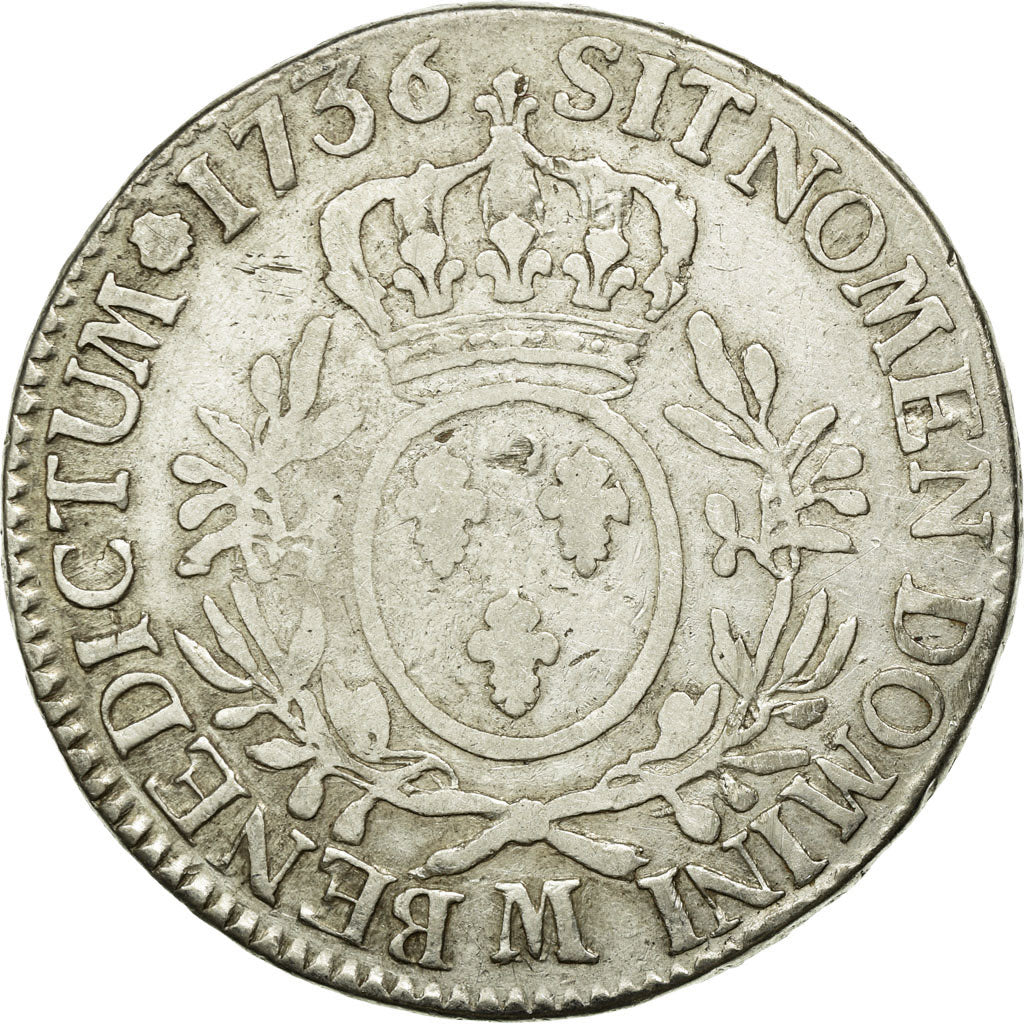 Moneda, Francia, Louis XV, Écu aux branches d'olivier, Ecu, 1736, Toulouse, BC