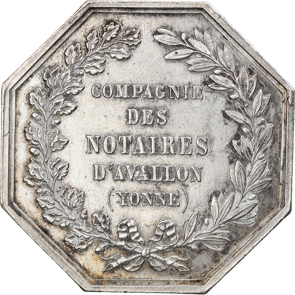 Francia, Token, Notaires de l'Arrondissement d'Avallon, Yonne, 1858, EBC, Plata
