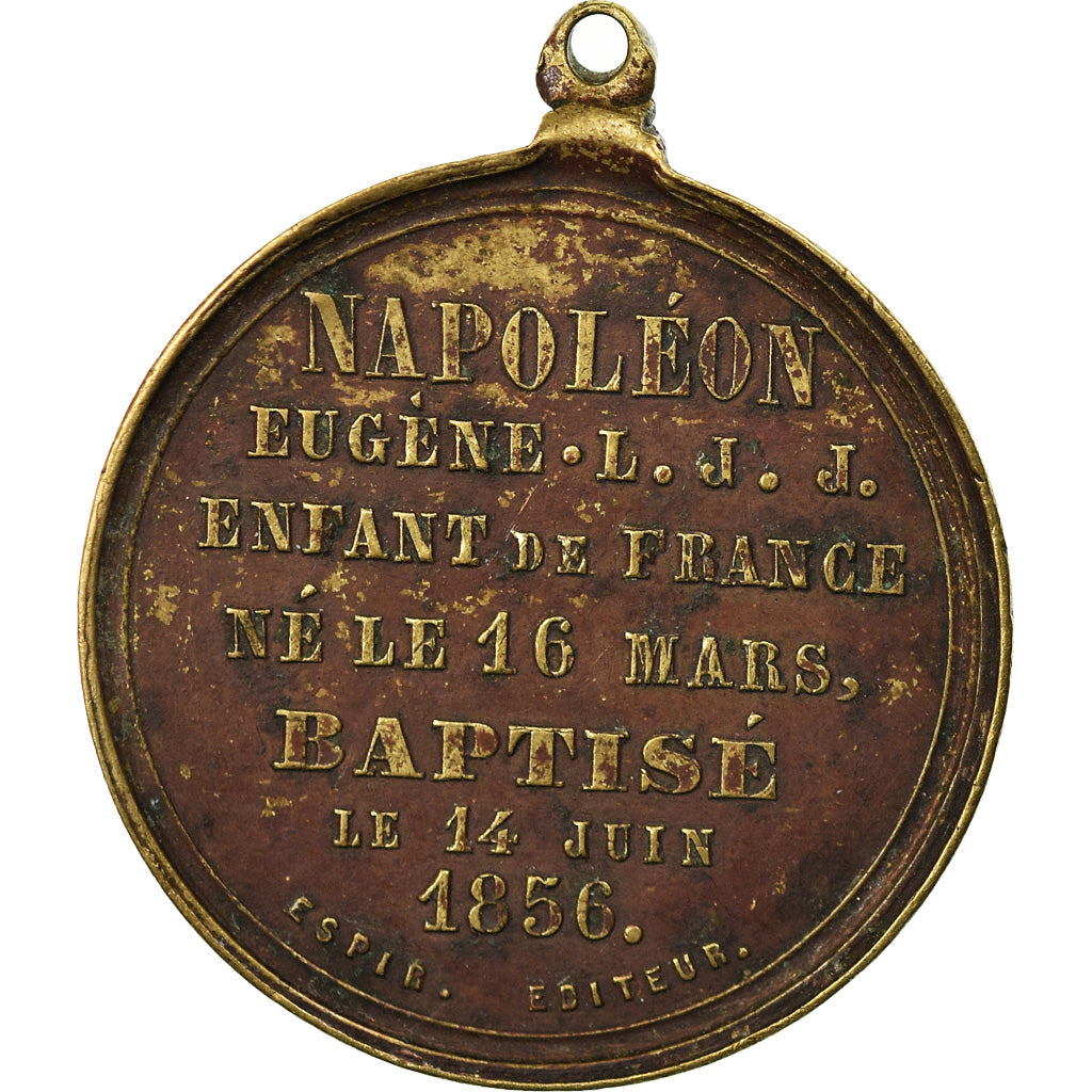 Francia, medalla, Baptème de Napoléon Eugène Louis, History, 1856, Bordes