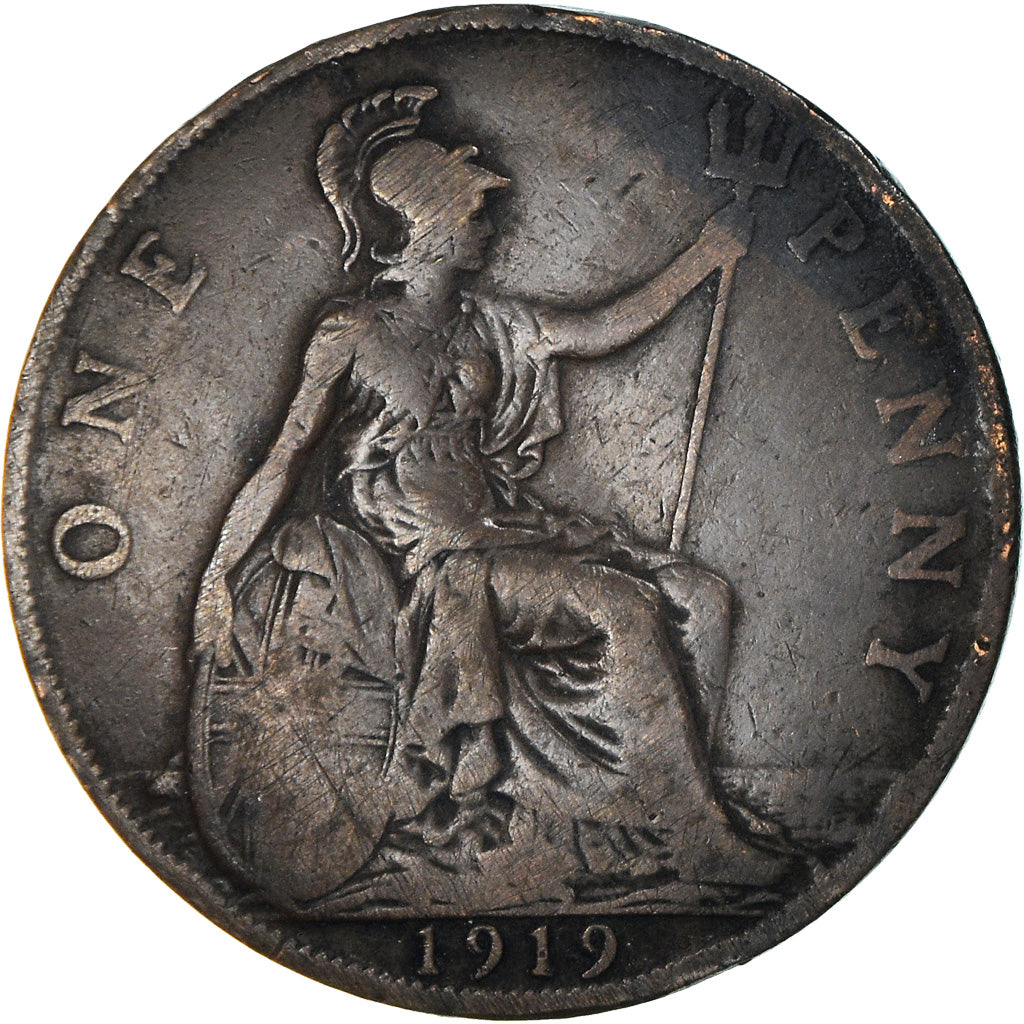 Coin, Great Britain, George V, Penny, 1919, VF(30-35), Bronze, KM:810