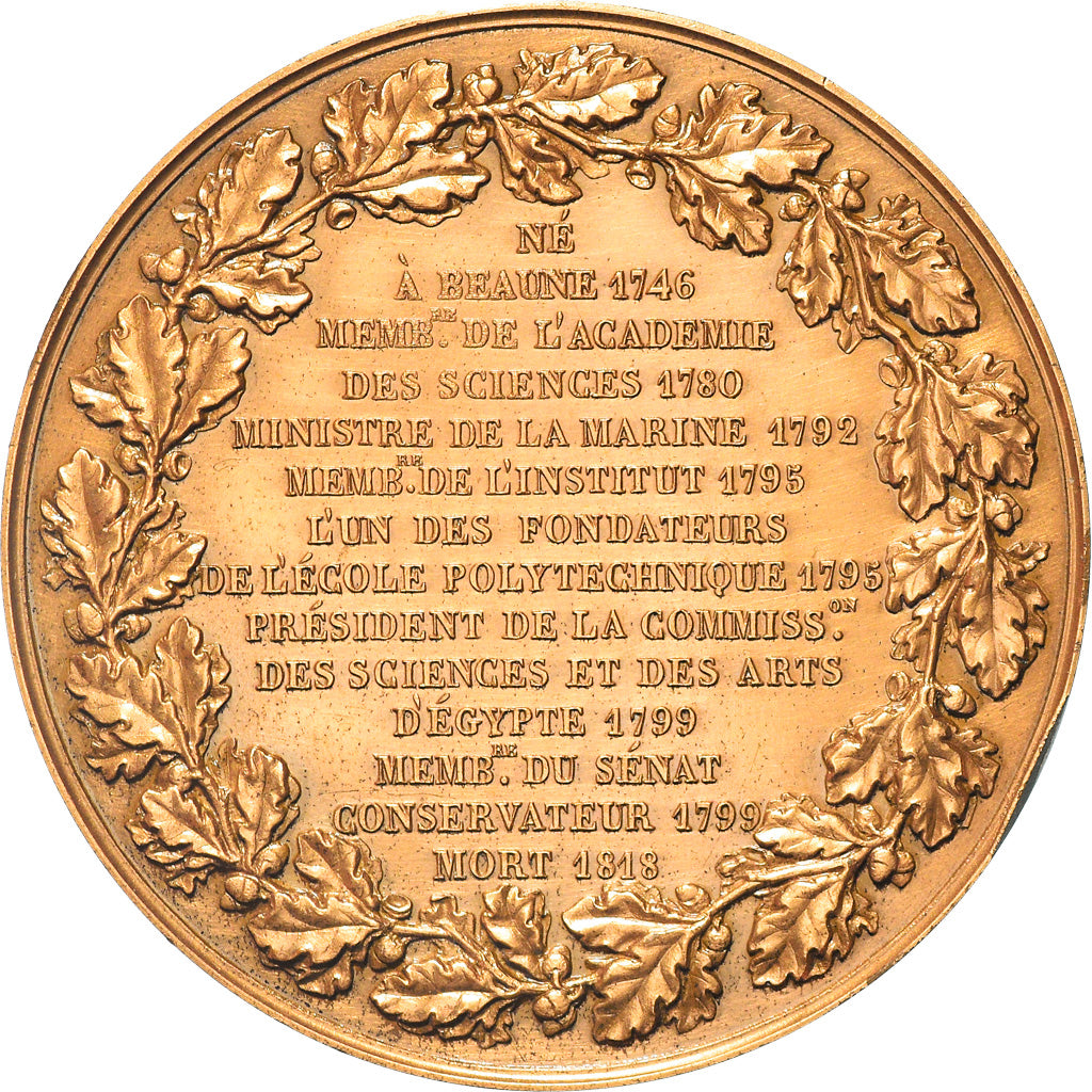 Francja, Medal, Gaspard Monge, Politics, 1968, Galle, MS(63), Bronze