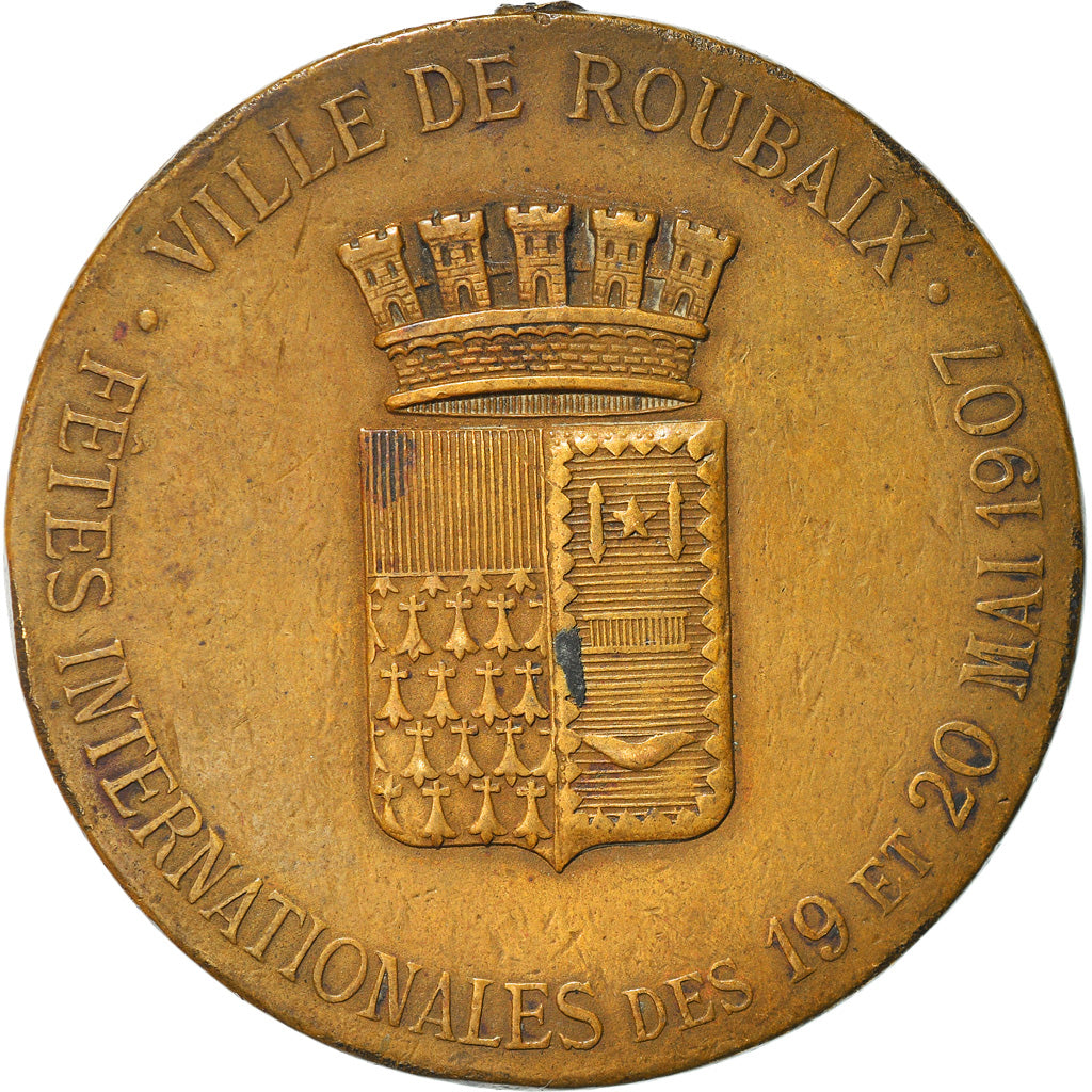 Francja, Medal, Ville de Roubaix, Fêtes Internationales, 1907, Rasumny