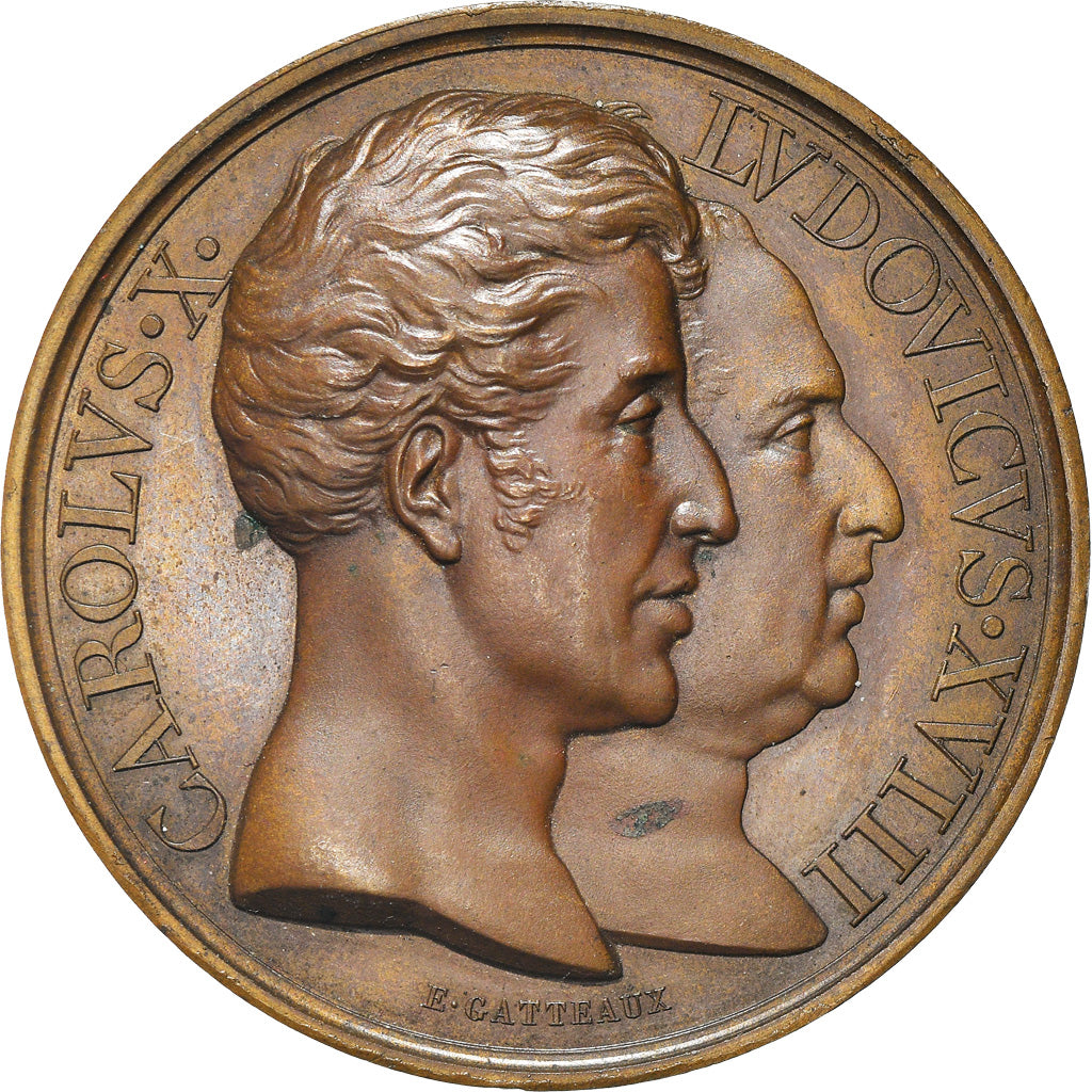 France, Medal, Charles X, restauration de la Statue de Louis XIII à Paris