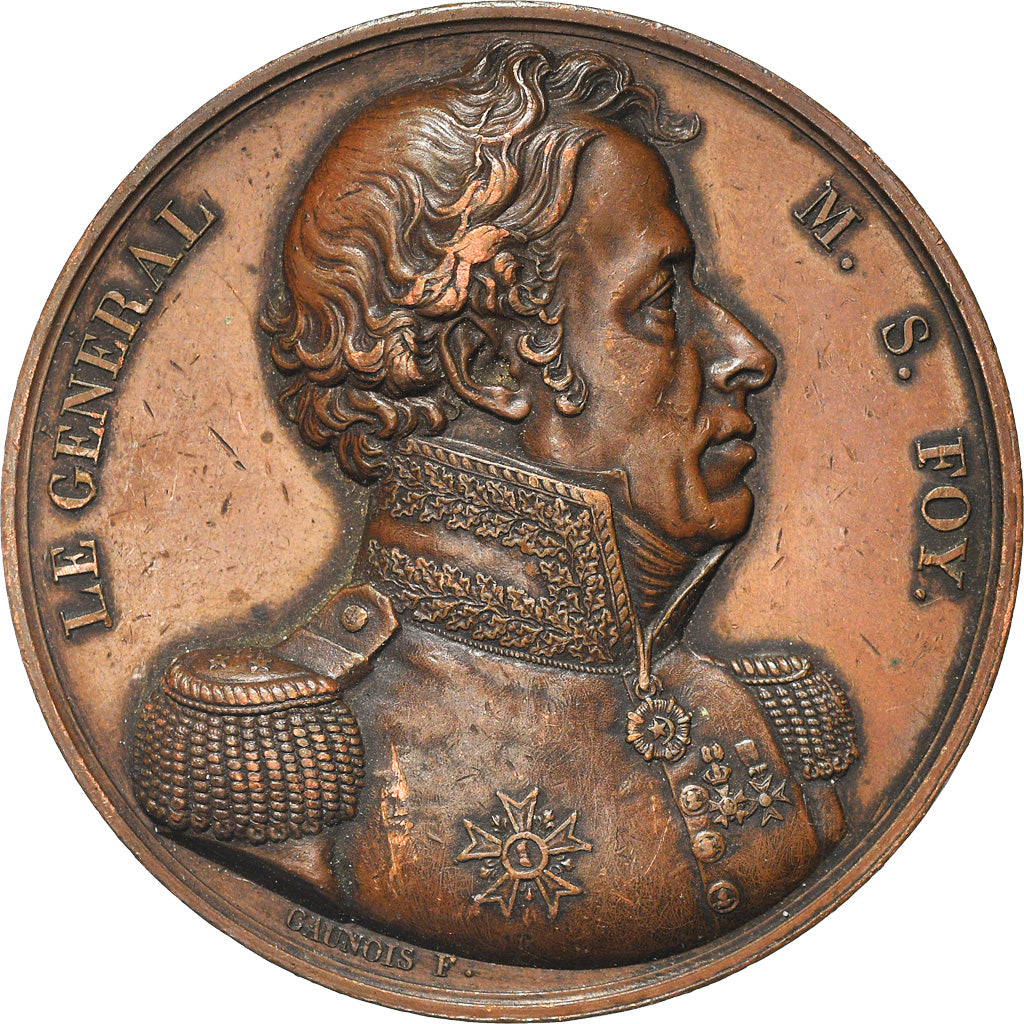France, Médaille, Charle X, Mort du Général Foy, History, 1825, Caunois, TTB