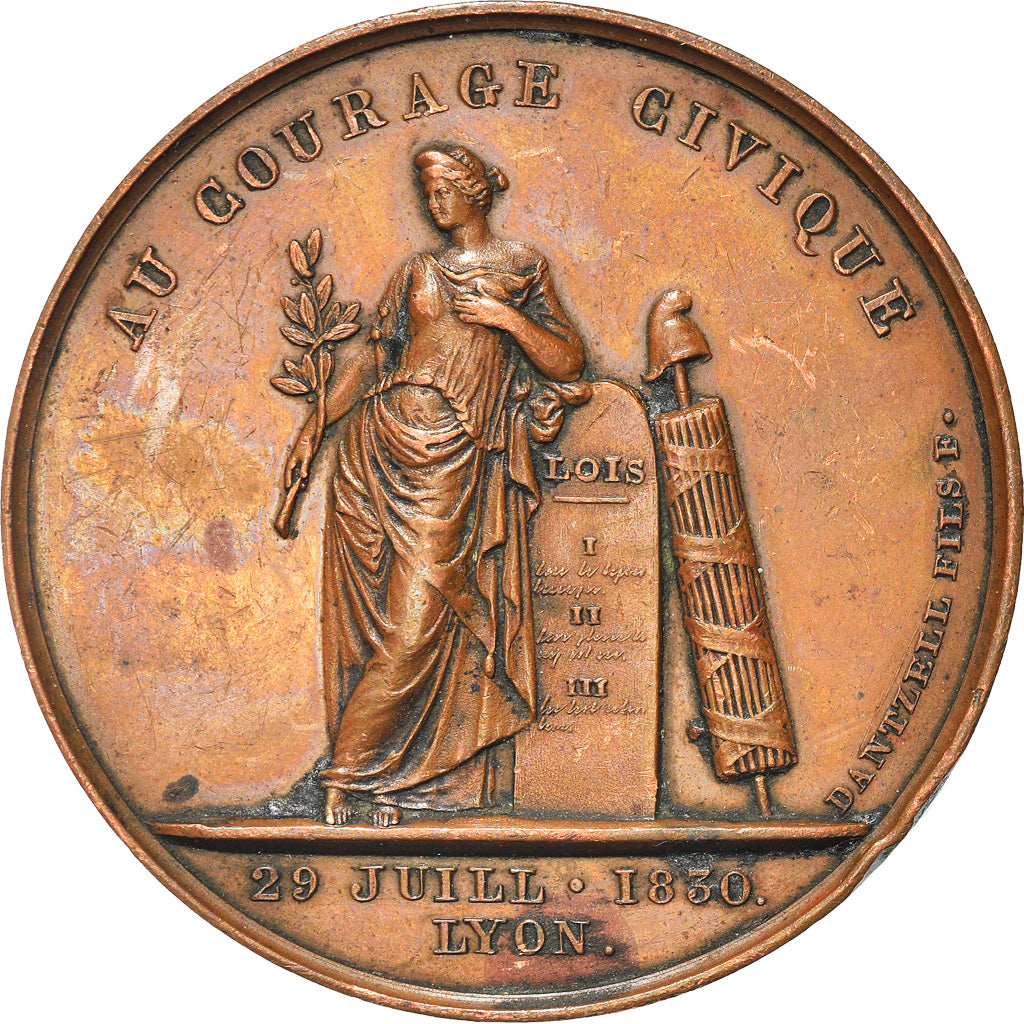 Francja, Medal, Hommage patriotique à J. Morin, Historia, 1830, Dantzell