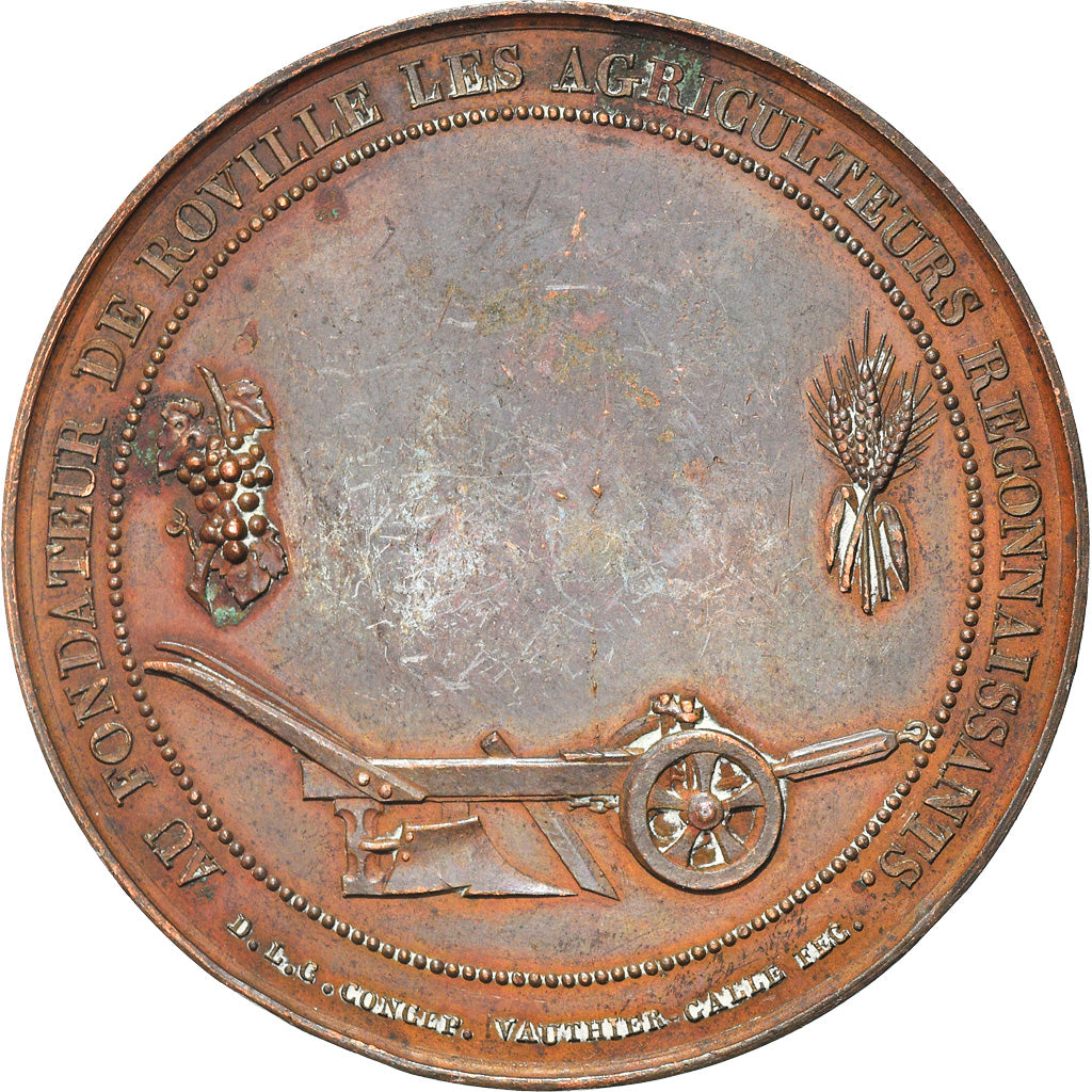 Francia, medaglia, Agriculture, Mathieu de Dombasle, Vauthier Galle, BB, Rame