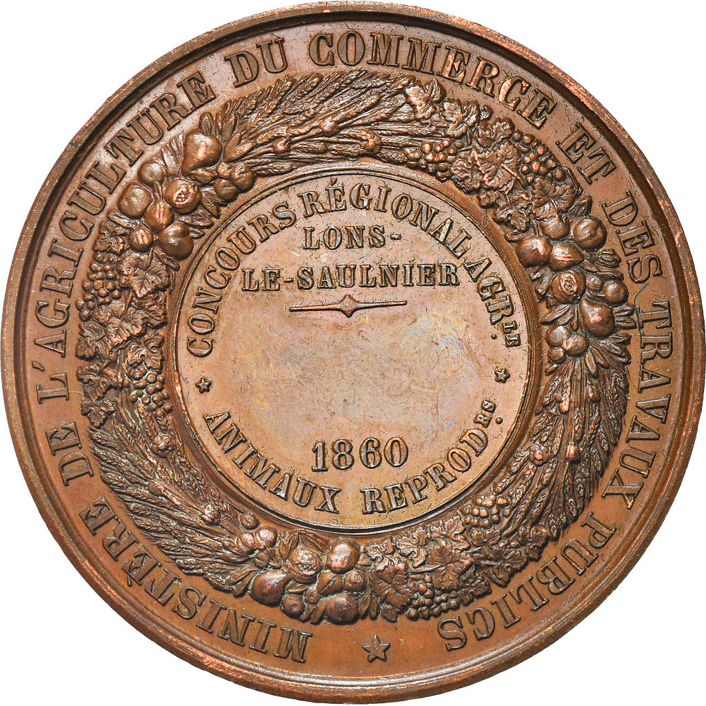 France, Médaille, Napoléon III, Agriculture, Concours, Lons-le-Saulnier, 1860