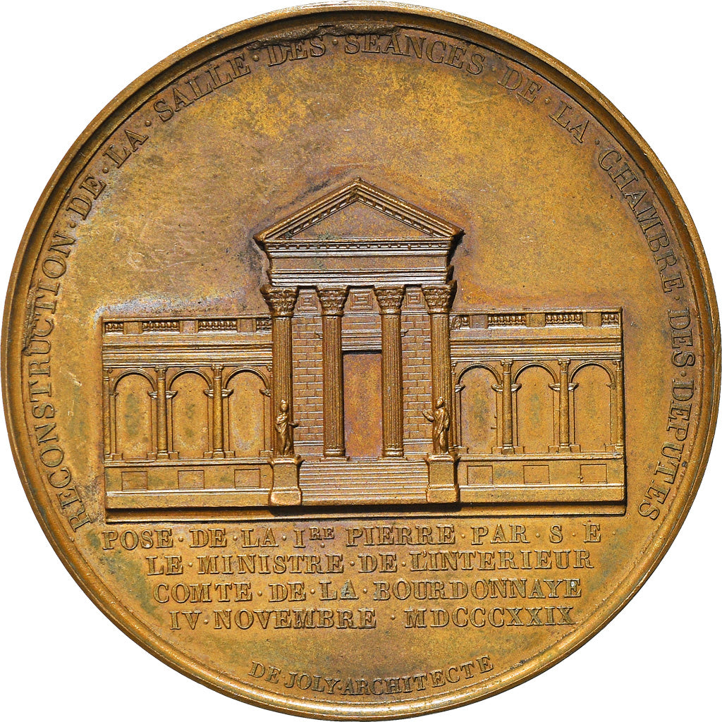 Francja, Medal, Charles X, Reconstruction de la Salle des Séances, Chambre des