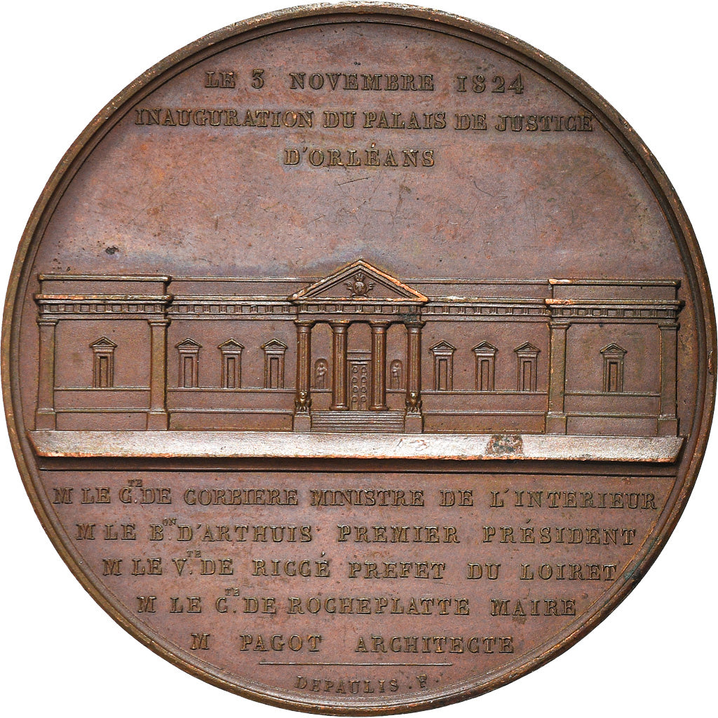 France, Medal, Charles X, Inauguration du Palais de Justice d'Orléans, History