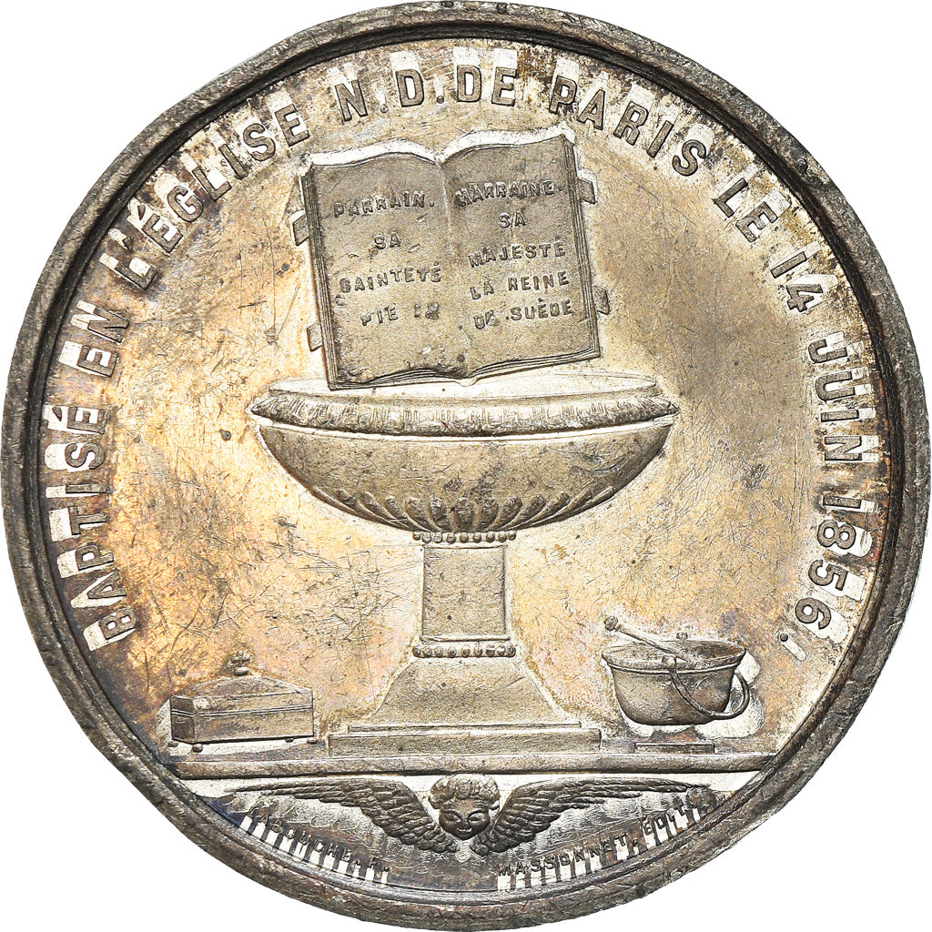 Francia, medalla, Baptème de Napoléon Eugène Louis, History, 1856, Labouche