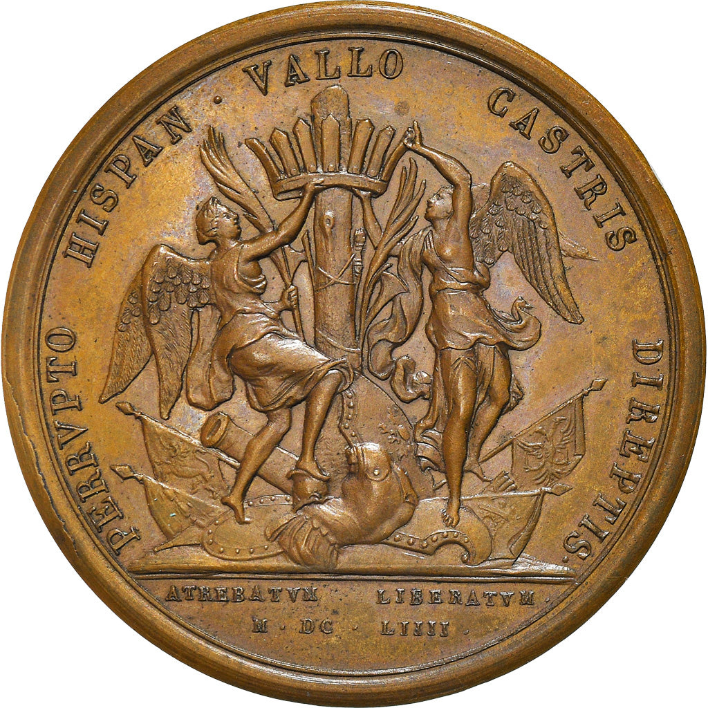 France, Medal, Louis XIV, Secours d'Arras, History, 1654, Mauger, Restrike