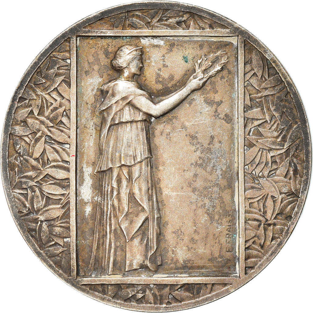 França, Medal, Art Déco, Femme, Fraisse, AU(50-53), Bronze Prateado