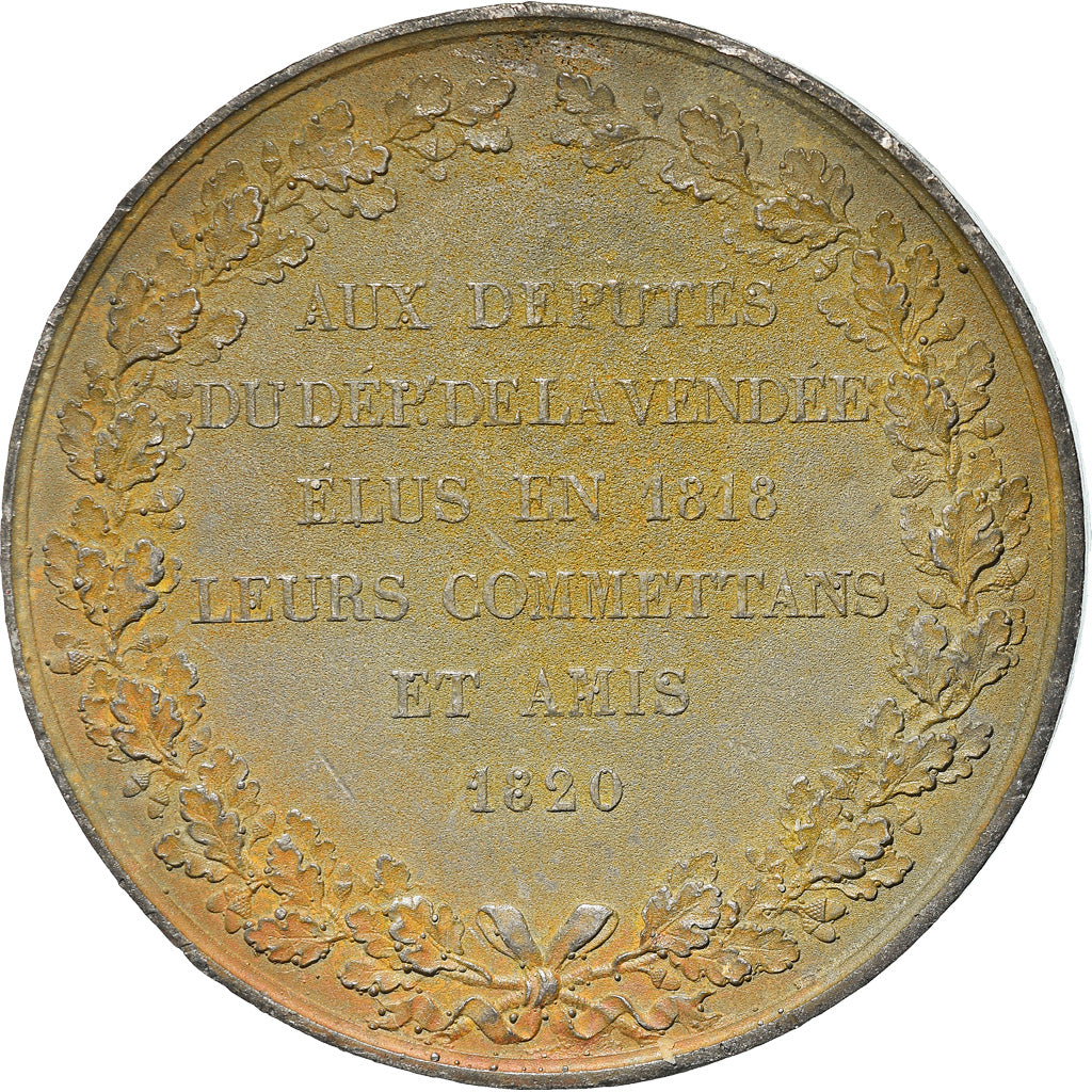 Francja, Medal, Louis XVIII, Aux Trois Députés de Vendée, Historia, 1820
