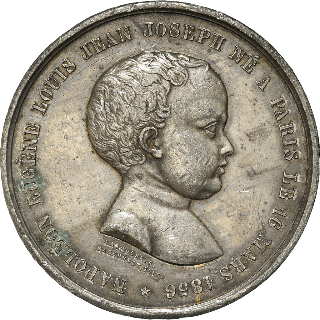France, Medal, Baptème de Napoléon Eugène Louis, History, 1856, Labouche