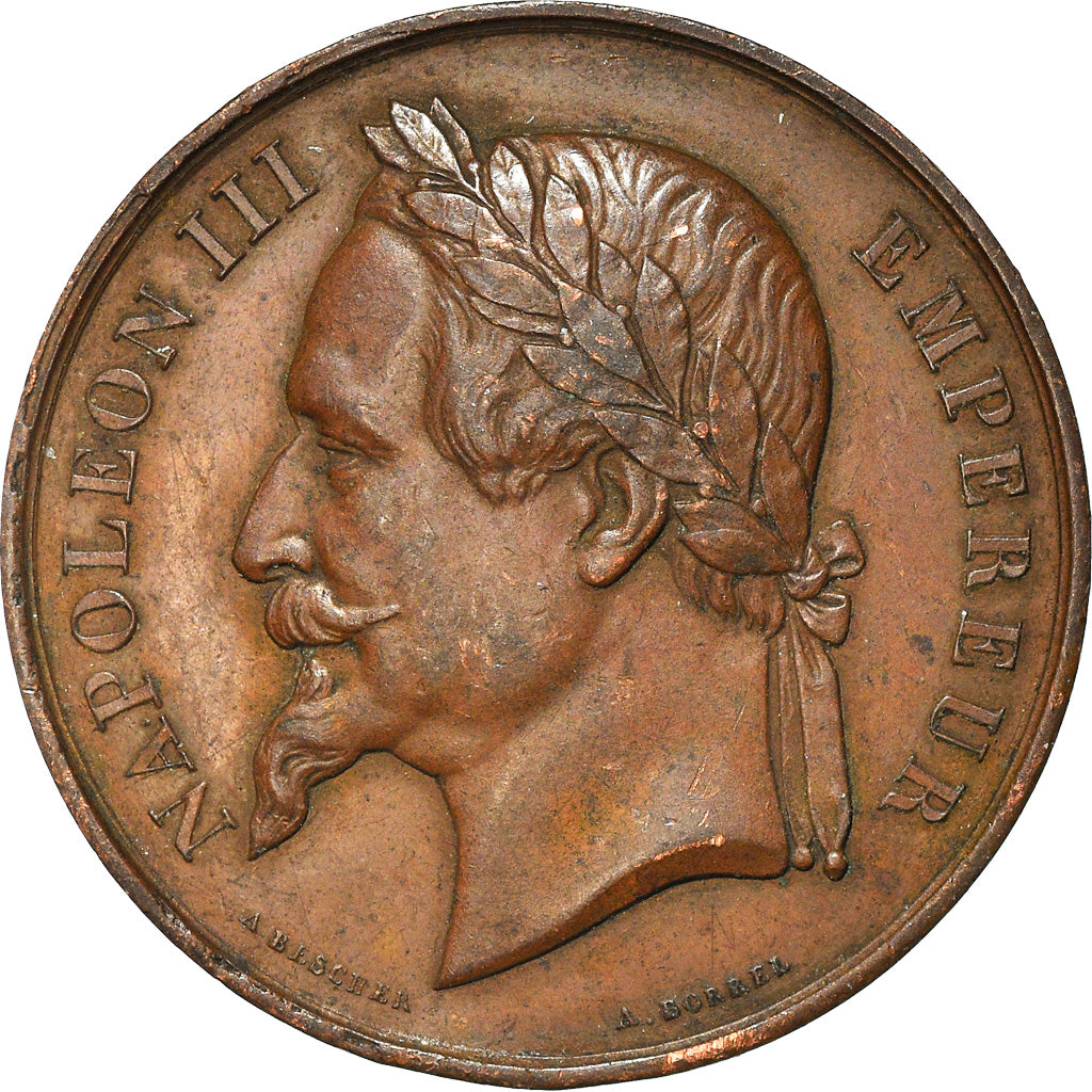 France, Medal, Napoléon III, Comice de Charolles, Borrel, EF(40-45), Copper