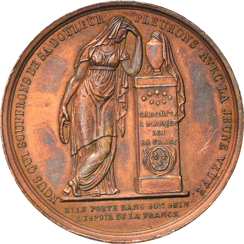 France, Médaille, Louis XVIII, Mort du Duc de Berry, History, 1820, Caqué