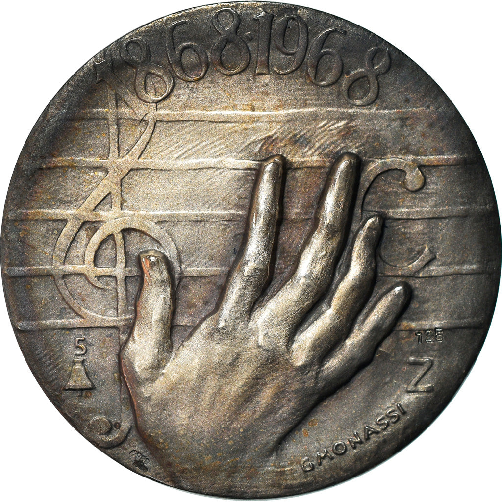 Italy, Medal, Rossini, Centenarion della Morte, Musique, 1968, Monassi, MS(64)