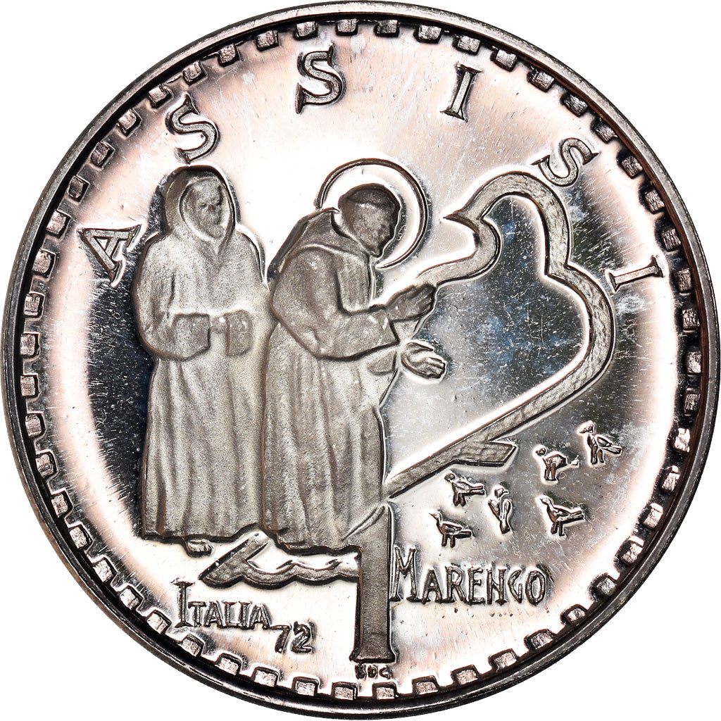 Italie, Médaille, I Marenghi del Sole, 1 Marengo, Assisi, 1972, SPL+, Argent
