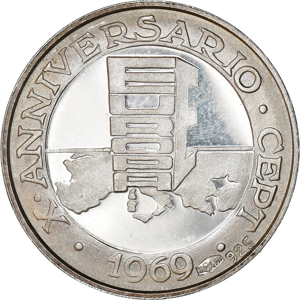 Italia, medalla, X Anniversario CEPT, Arts & Culture, 1969, SC, Plata