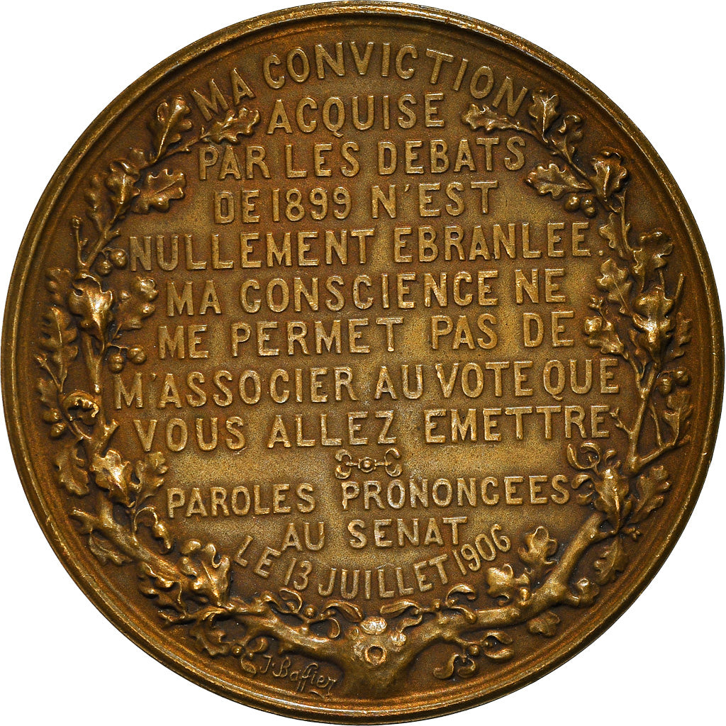 Francja, medal, Au Général Mercier, Justicier du Traitre Dreyfus, 1906