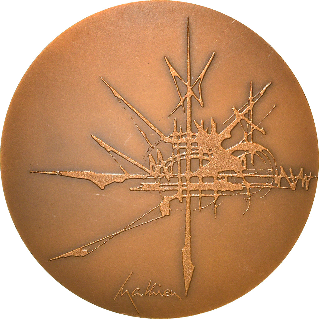 Francja, Medal, Banque, Crédit du Nord, 1976, Mathieu, MS(63), Bronze