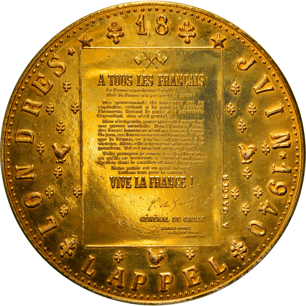 Francia, medalla, De Gaulle, l'Appel du 18 juin, Politics, Society, War, Jaeger