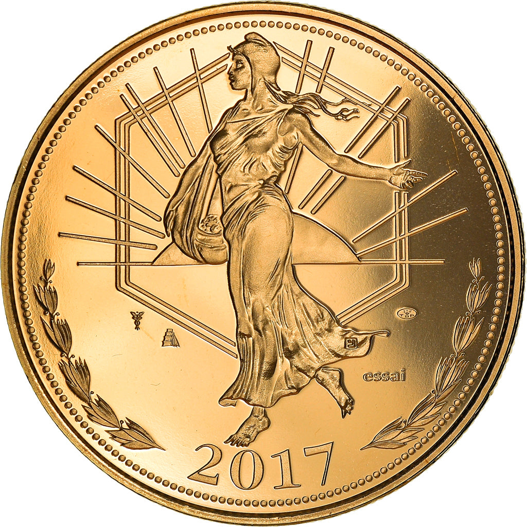 France, Medal, 60 Ans du Traité de Rome, La Semeuse, 2017, MS(65-70), Gilt