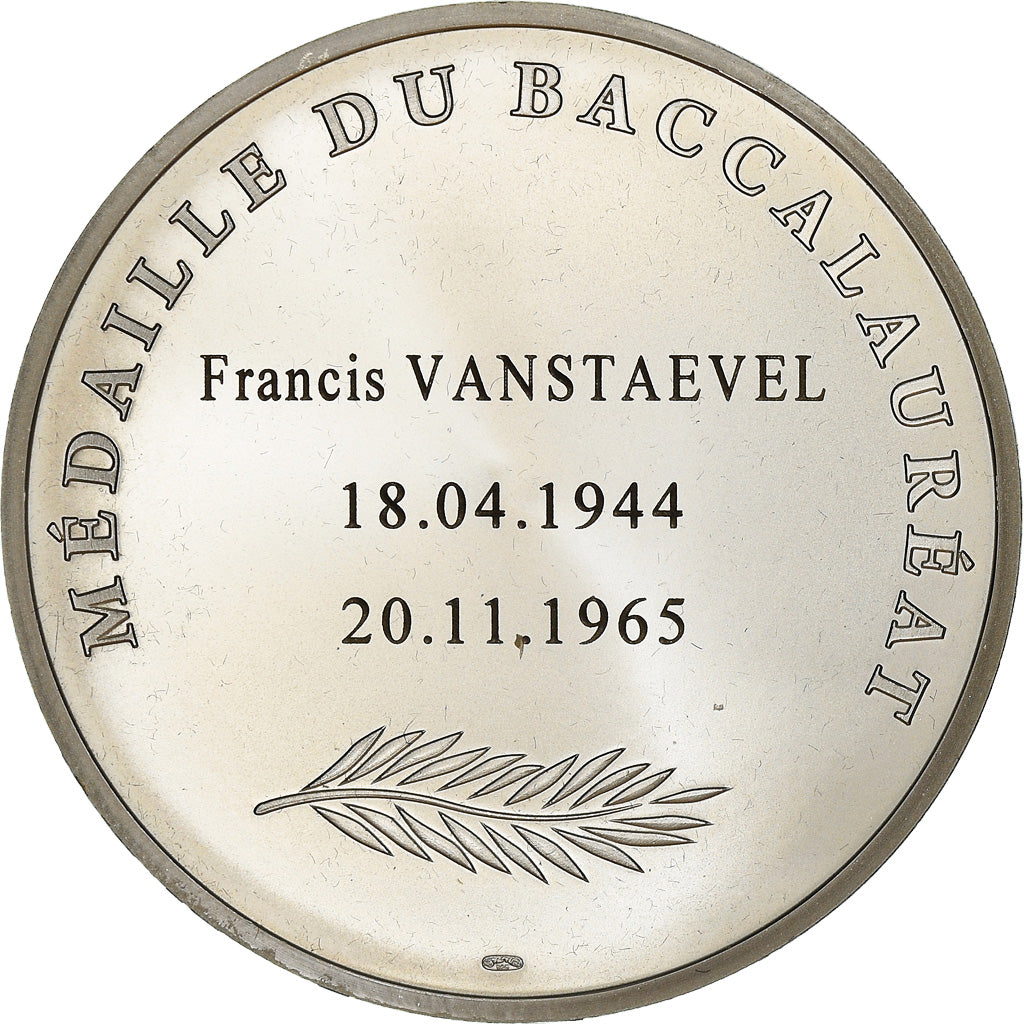 Francia, medalla, Médaille du Baccalauréat, Arts & Culture, 1965, FDC, Plata