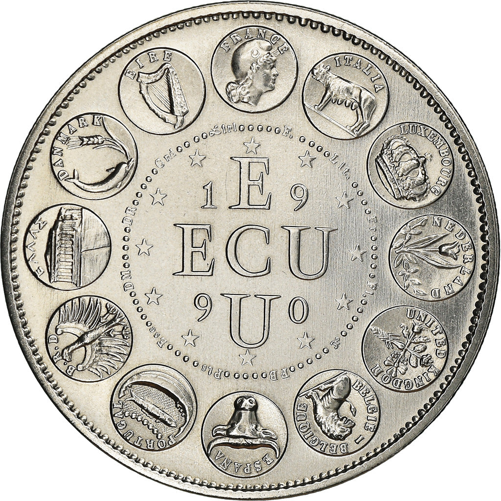 França, Medal, Ecu Europa, Marianne, Politics, 1990, Rodier, MS(65-70)