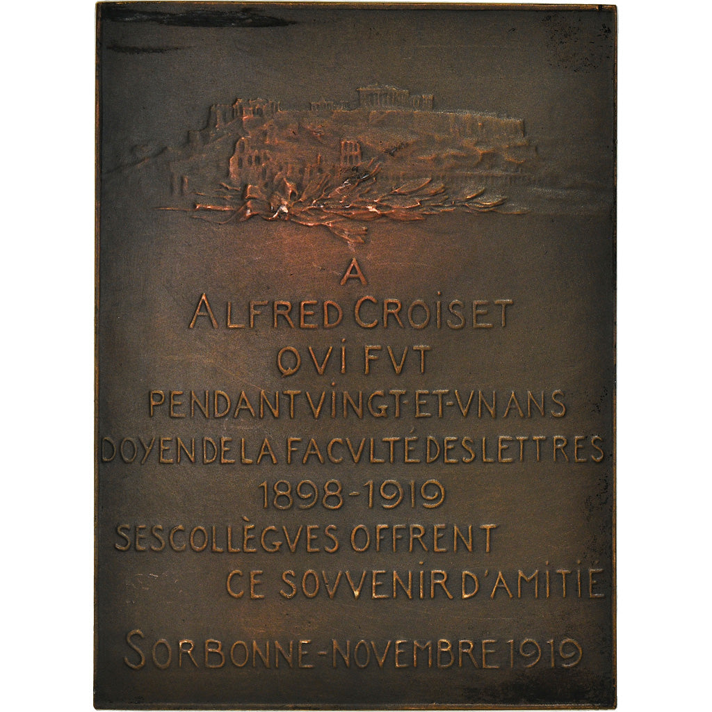France, Medal, Alfred Croiset, Doyen de la Faculté des Lettres, Sorbonne, 1919