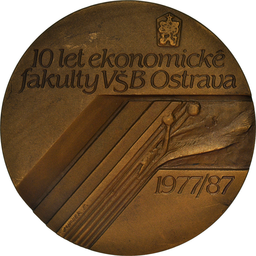 Czechoslovakia, Medal, 10 Let Economické Fakulty VSB Ostrava, 1987, Scholler