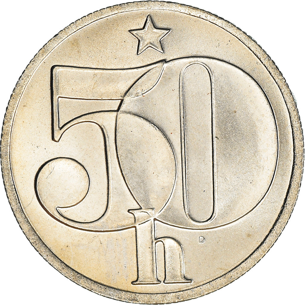 Coin, Czechoslovakia, 50 Haleru, 1990, MS(63), Copper-nickel, KM:89