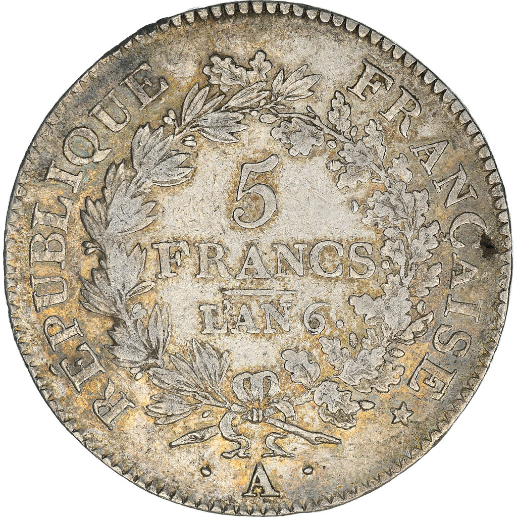 Moneta, Francja, Union et Force, 5 Francs, AN 6, Paris, EF(40-45), Srebro