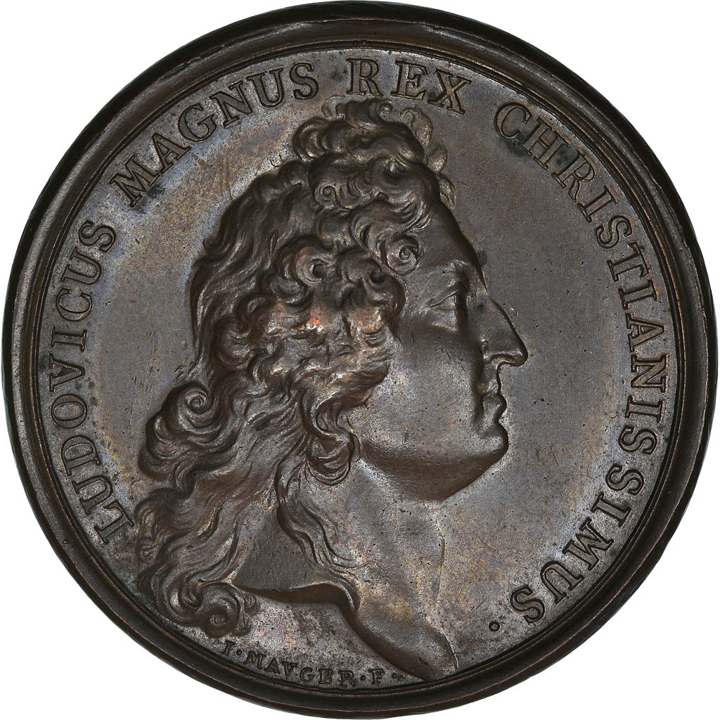 Francja, Medal, Louis XIV, La Maladie du Roi, 1686, Mauger, AU(55-58), Miedź