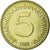 Moneta, Jugosławia, 5 Dinara, 1984, EF(40-45), Mosiądz niklowy, KM:88