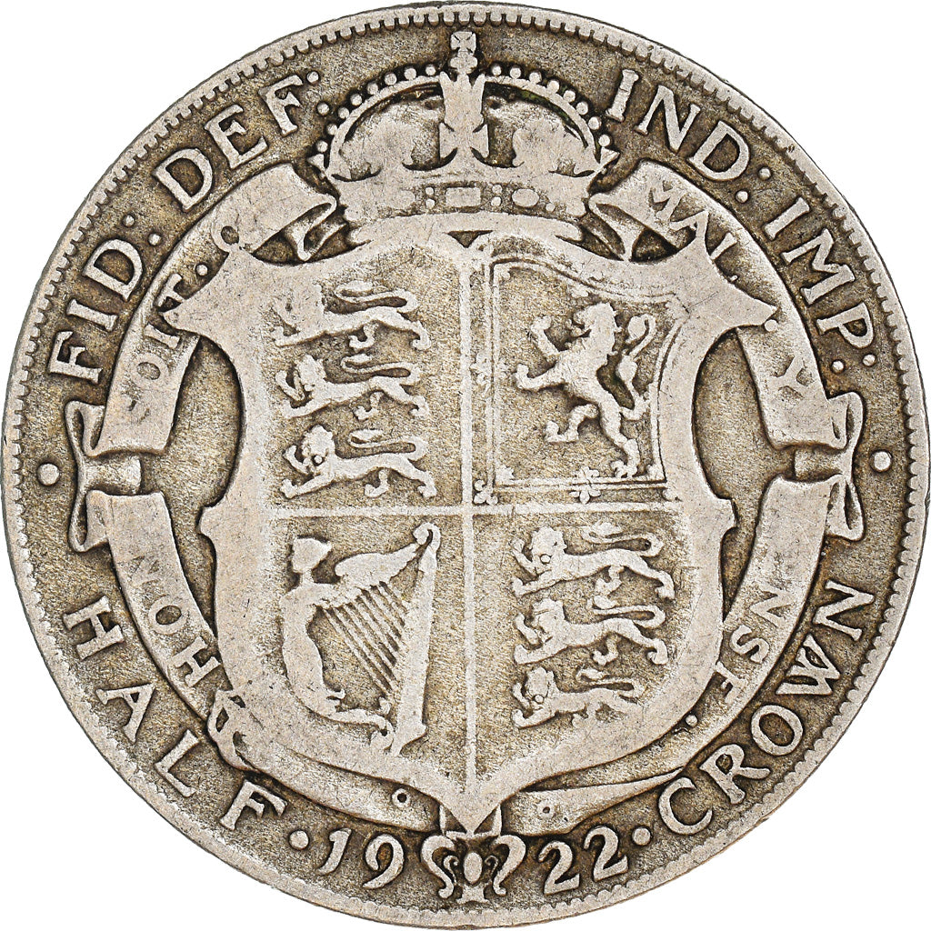 Coin, Great Britain, George V, 1/2 Crown, 1922, EF(40-45), Silver, KM:818.1a