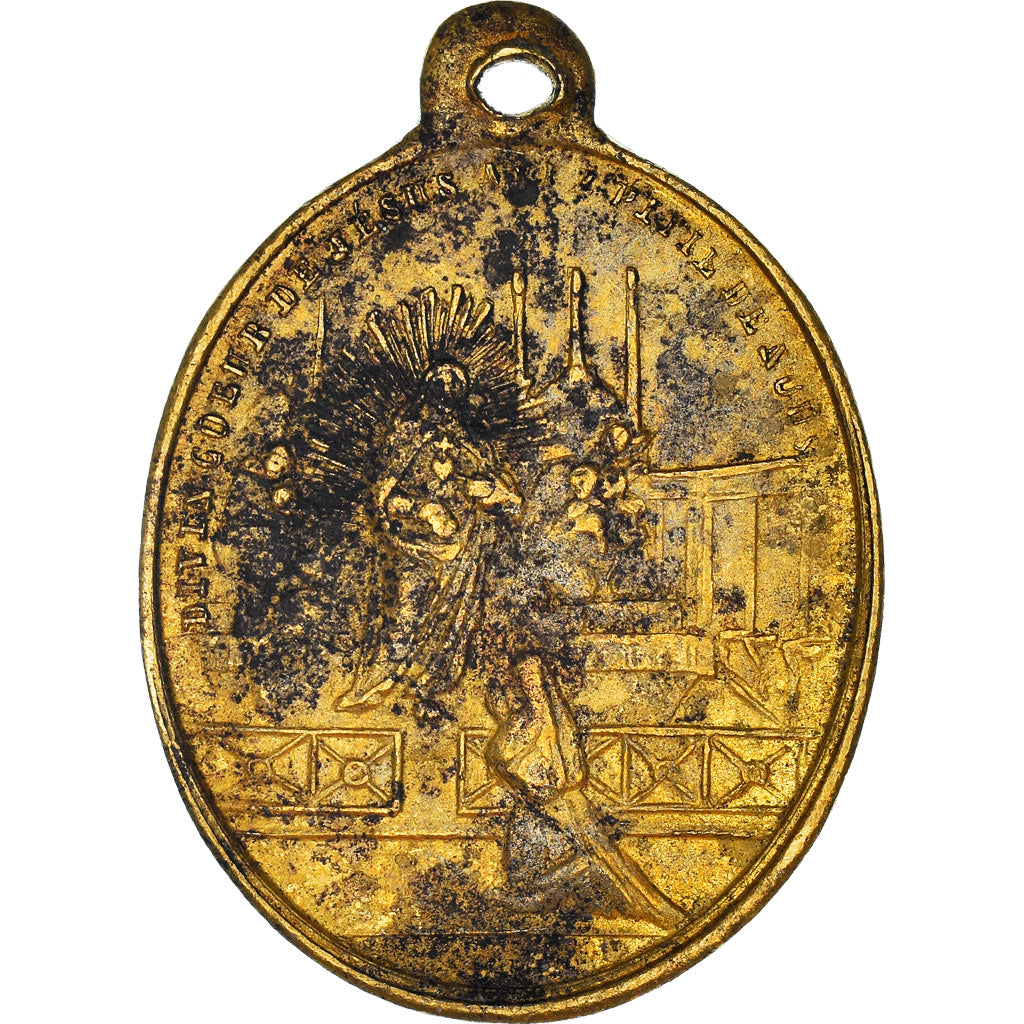 França, Medal, Sacré Coeur de Jésus, Crenças e religiões, VF(30-35), Latão
