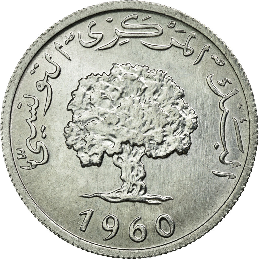 Moneta, Tunisia, 5 Millim, 1960, SPL, Alluminio, KM:282