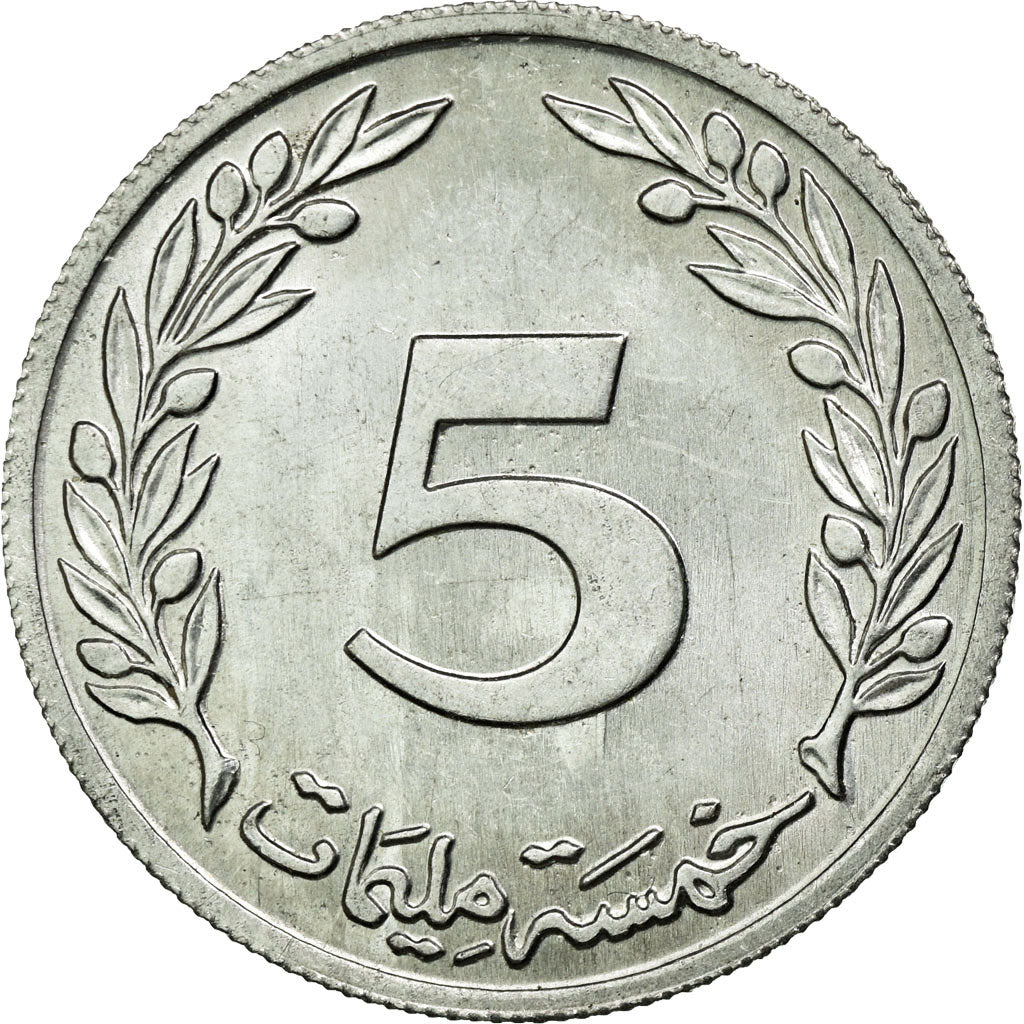 Moneta, Tunisia, 5 Millim, 1960, SPL, Alluminio, KM:282