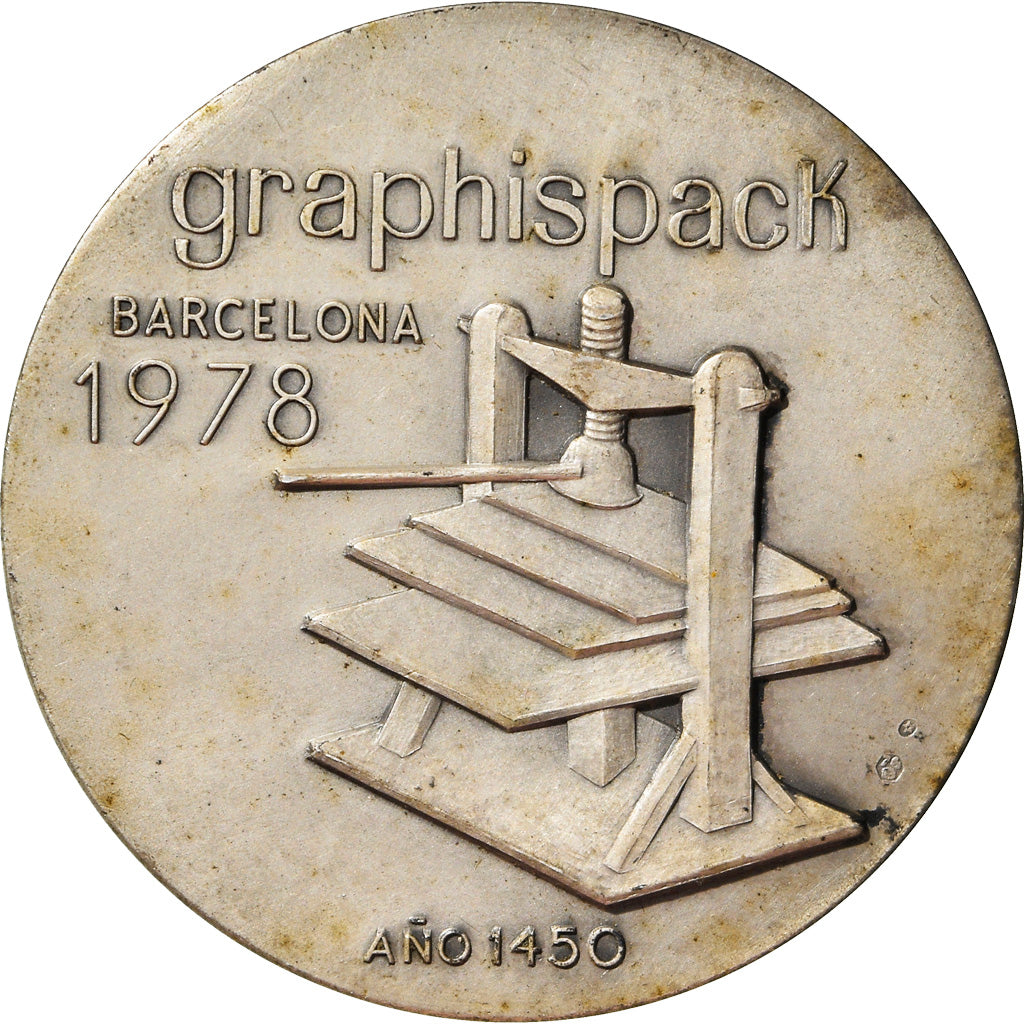 Spain, Medal, Siglo, Graphispack, Barcelona, Arts & Culture, 1978, AU(50-53)