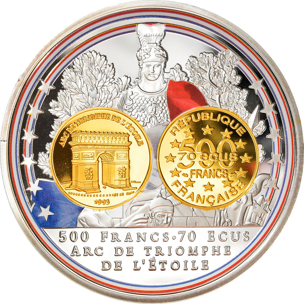 France, Medal, Adieu au Franc, 500 Francs Arc de Triomphe de l'Etoile, Politics