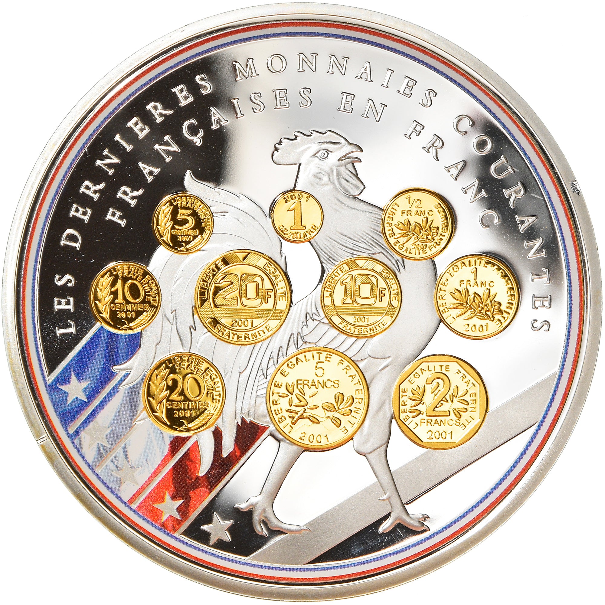 France, Médaille, 10 ans d'adieu au Franc, Les dernieres monnaies courantes